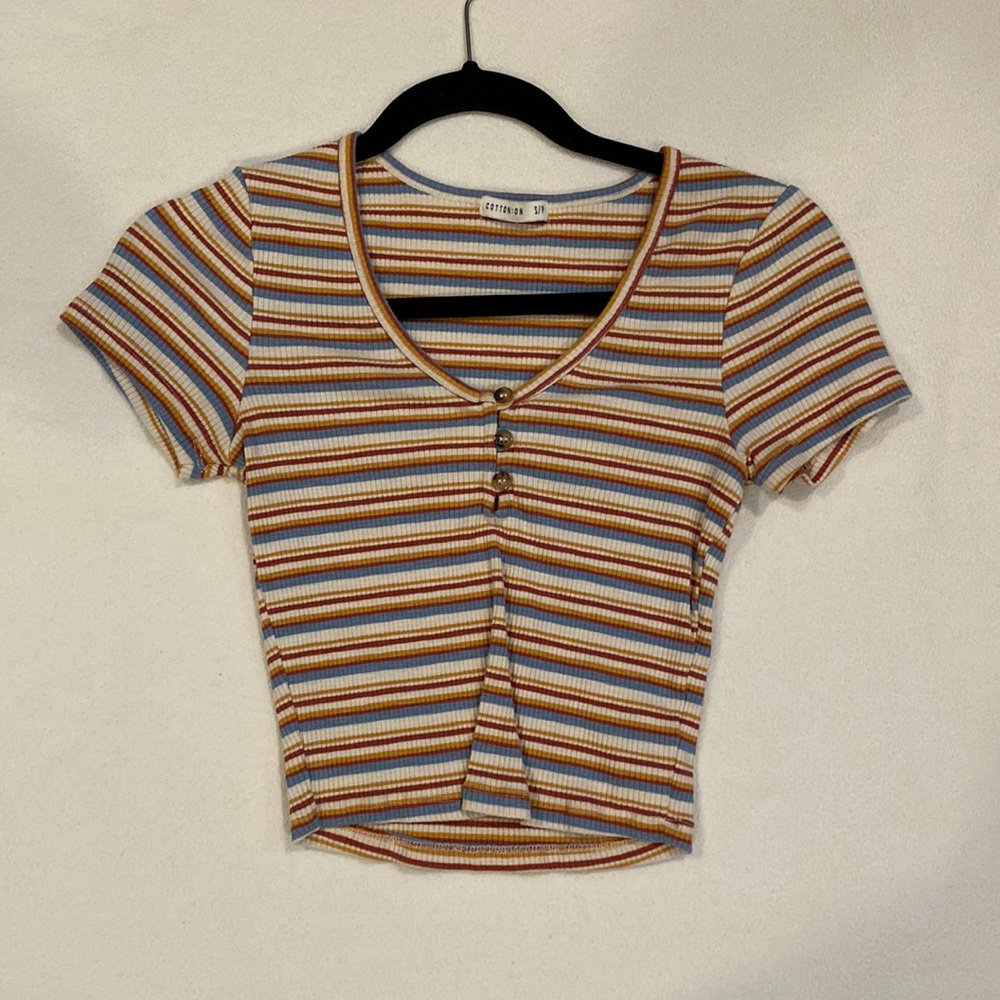 Striped crop top with buttons
